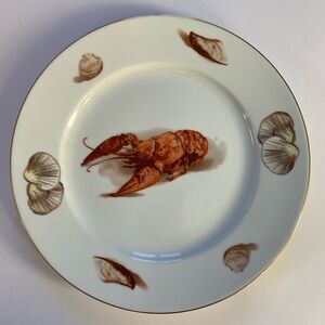 Lobster Dinner Plate JKW Bavaria Germany Seafood Kuba Mint Cond Gold Trim Sea